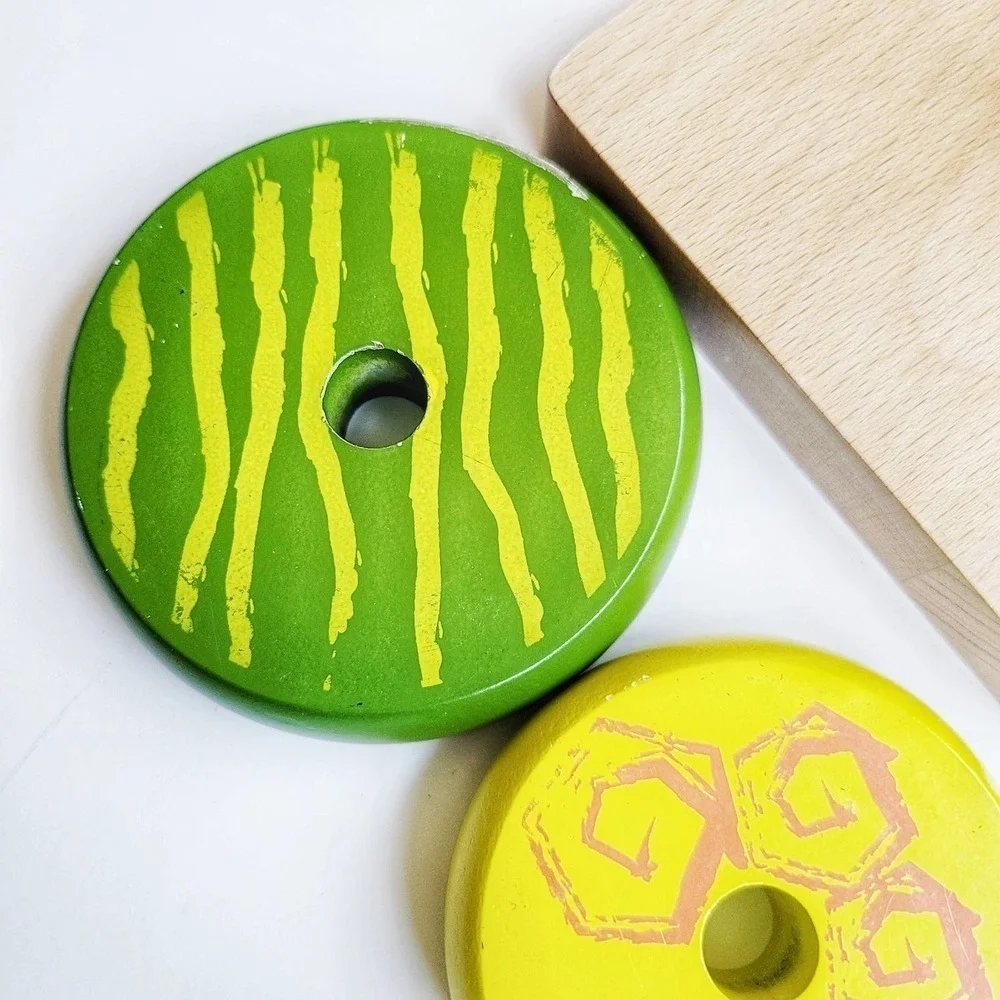 Custom Montessori Wooden Ring Stacker with Haba Rings